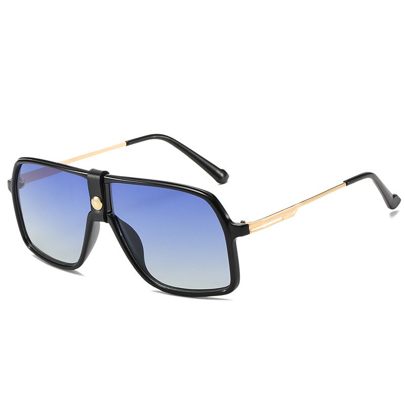 Stijl zonnebril heren en dames boxbrillen veelzijdige grote monturen uv-bestendige zonnebril dames: Blauw