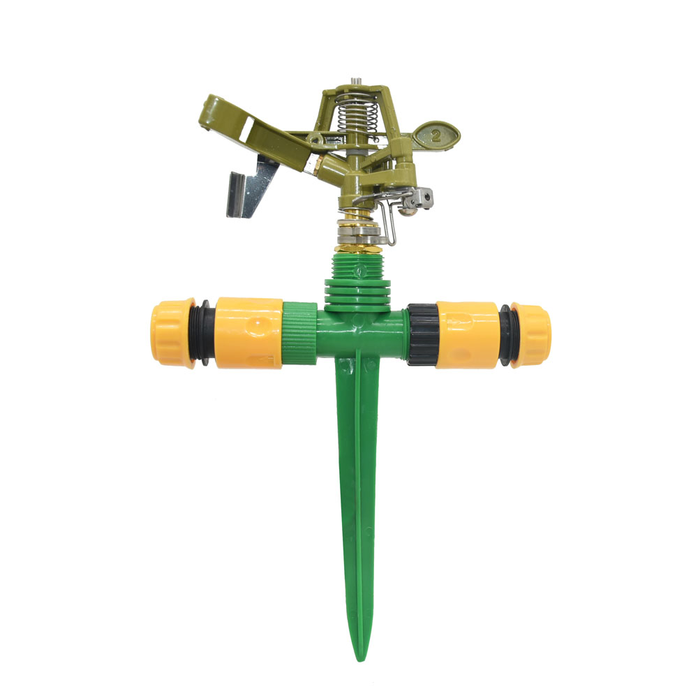 Aspersores rotativos de Metal para césped y jardín, rociador automático de 360 grados para granja, agua de riego con soporte de boquilla: H