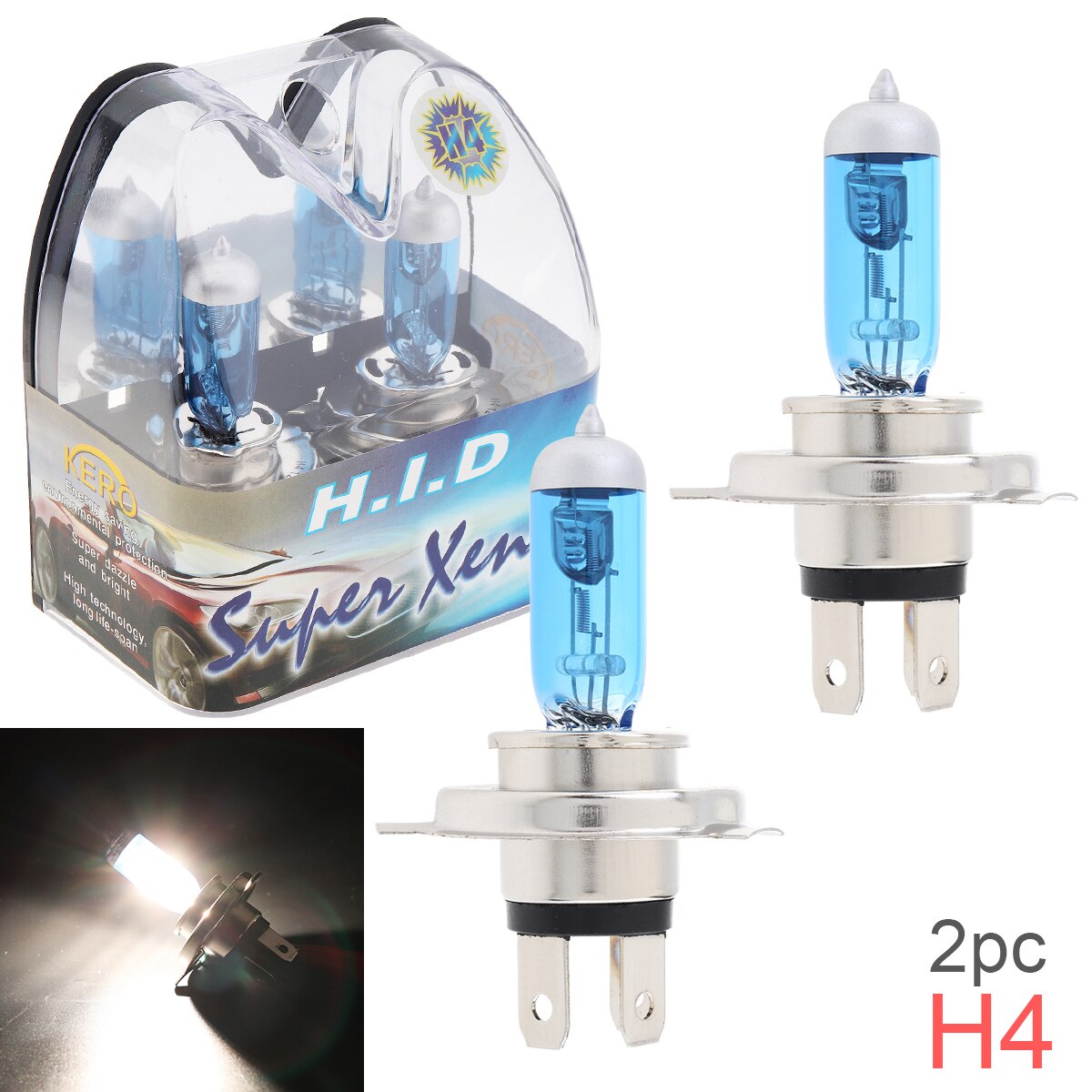 2 Stuks 12V H4 60/55W 6000K Wit Licht Super Bright Auto Xenon Halogeen Lamp Auto koplamp Fog Lamp Voor Auto 'S Voertuigen Suv