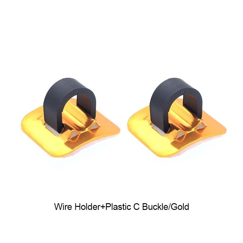 Bicycle Cables Housing Plastic/Aluminum Bike Oil Tube Fixed Clips C Shape Shift Brake Guide Cable Tube Fixed Clamp Frame Buckle: Gold(Plastic buckle