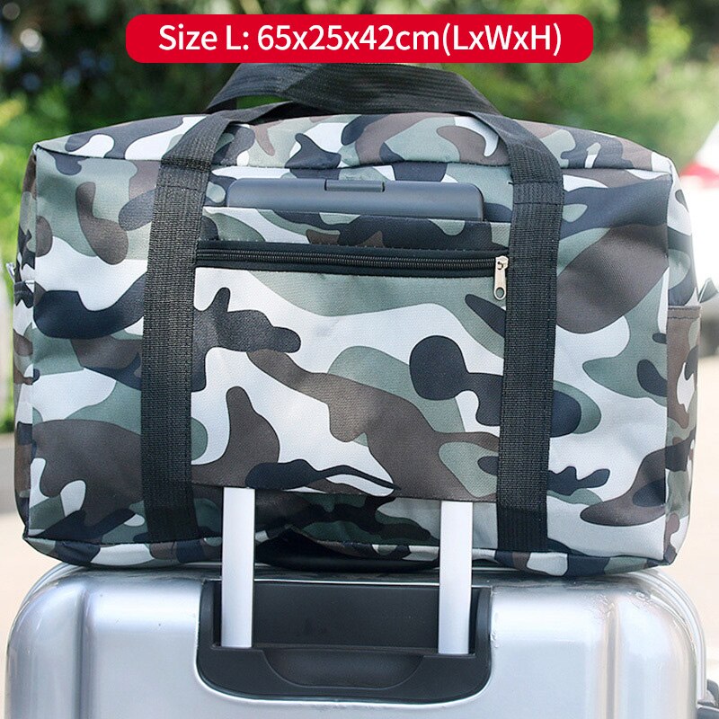 Bolsa de viaje de almacenamiento para hombre y mujer, bolso Oxford resistente al agua, bolsa de equipaje, adecuado para cubierta de carrito, XA584F: Thick camouflage L