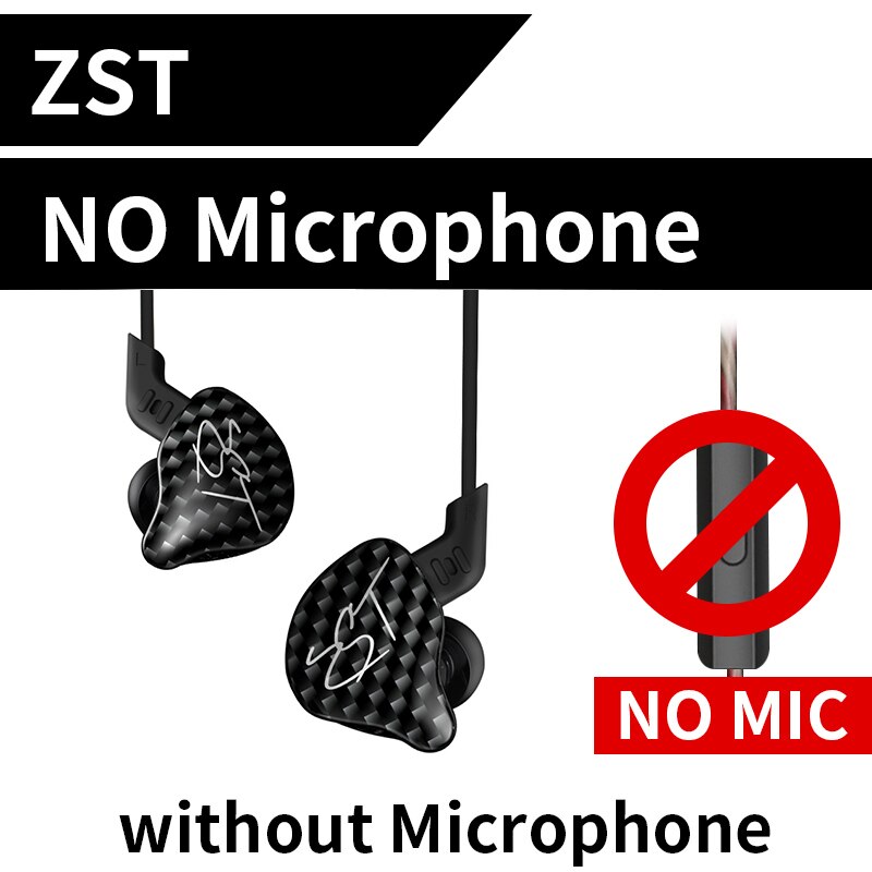 Kz Zst Bluetooth Oortelefoon 1DD + 1BA Driver Dynamische & Anker In Ear Monitors Geluidsisolerende Hifi Muziek Sport Oordopjes headset: Black No mic