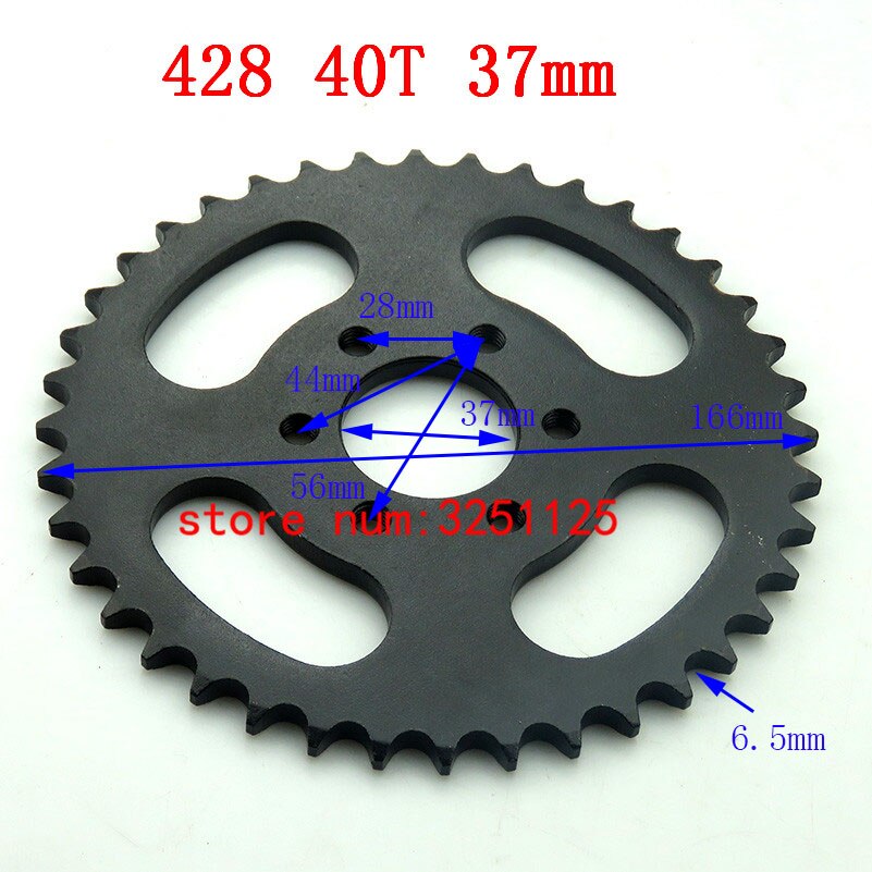 motorcycle scooter drive gear 428 big sprocket 40T tooth 37mm rear chain sprockets for 150cc 250cc ATV Quad Pit Dirt Bike Moto