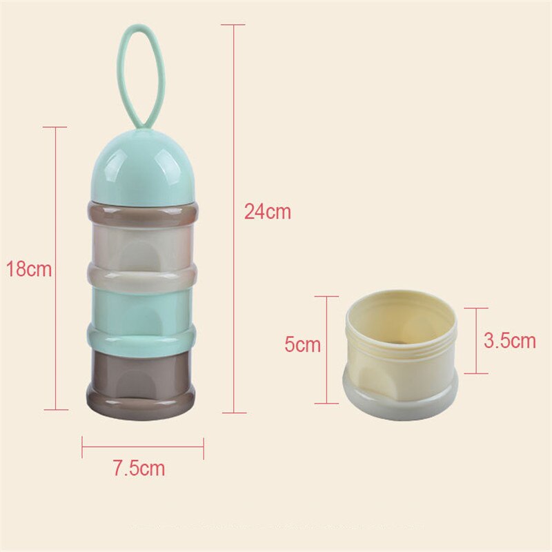 3- lags bærbar opbevaringsboks til babymad + ske mor vigtige praktiske mælkepulverkasser med lagdelte beholdere
