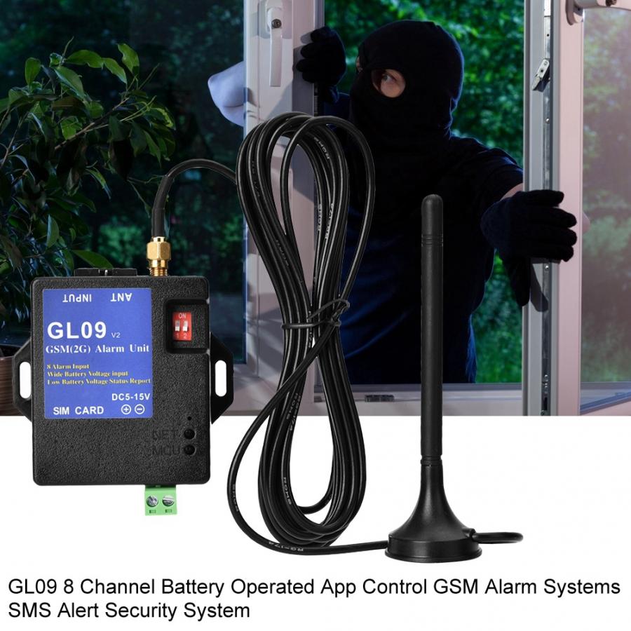 GL09 8 Channel Battery Operated App Control GSM Alarm Systems SMS Alert Security System alarme residencial