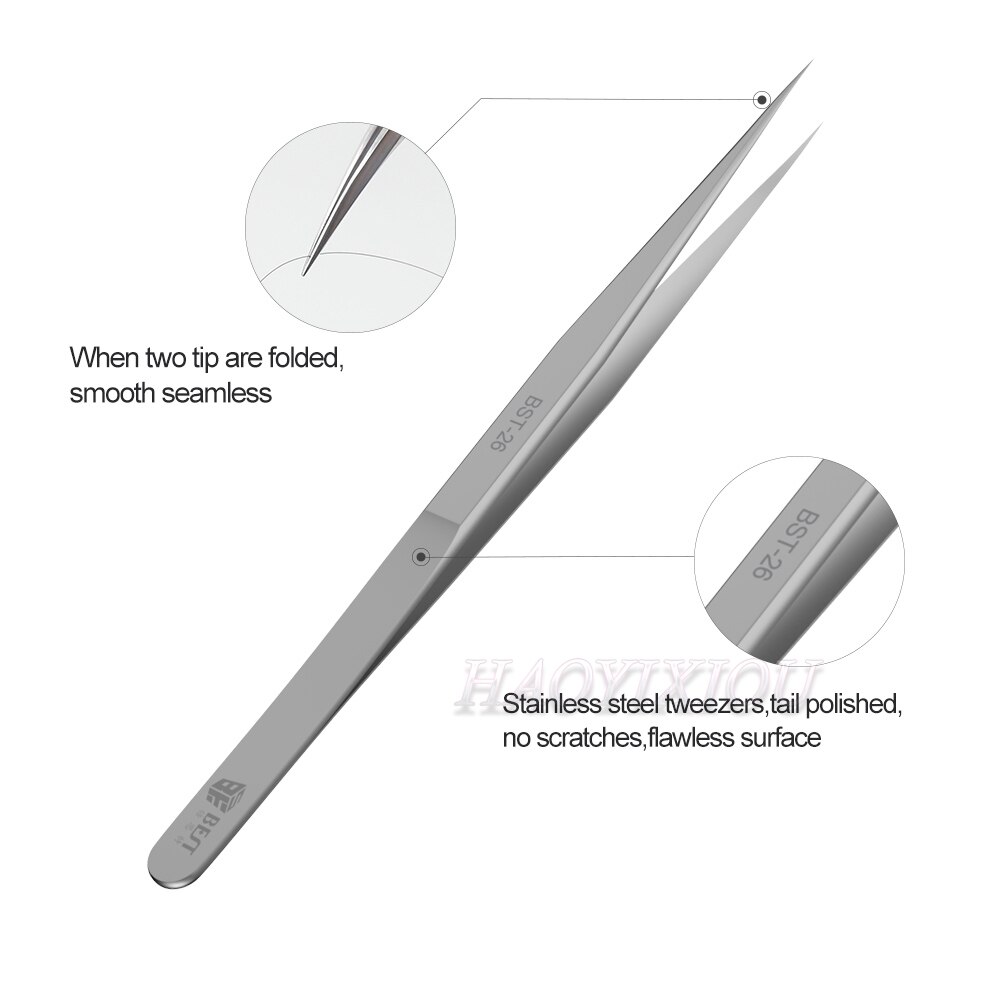 BST-26 Stainless Steel Electronic Pointed Tip Straight Tweezer