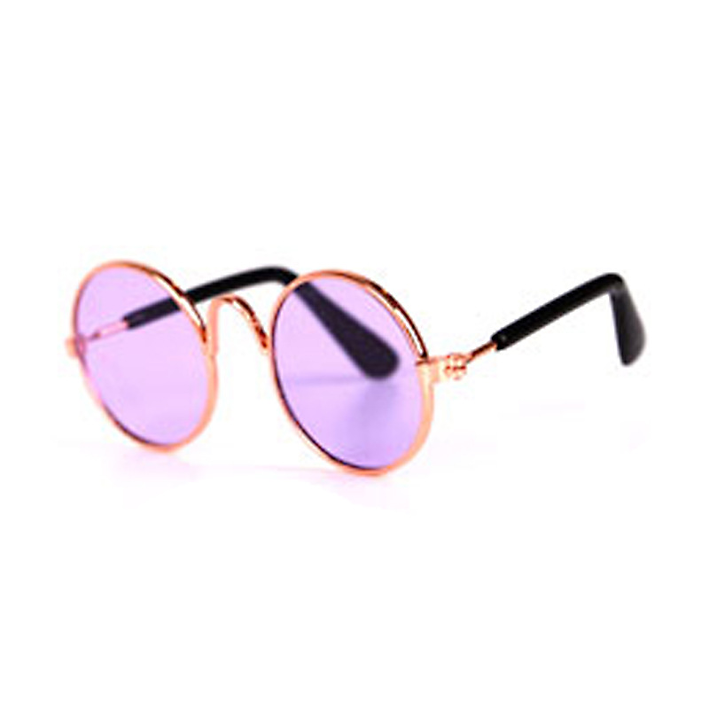 Gafas bonitas para Gato, gafas de sol redondas Retro para perros pequeños, accesorios para fotos de mascotas, productos para mascotas: Morado