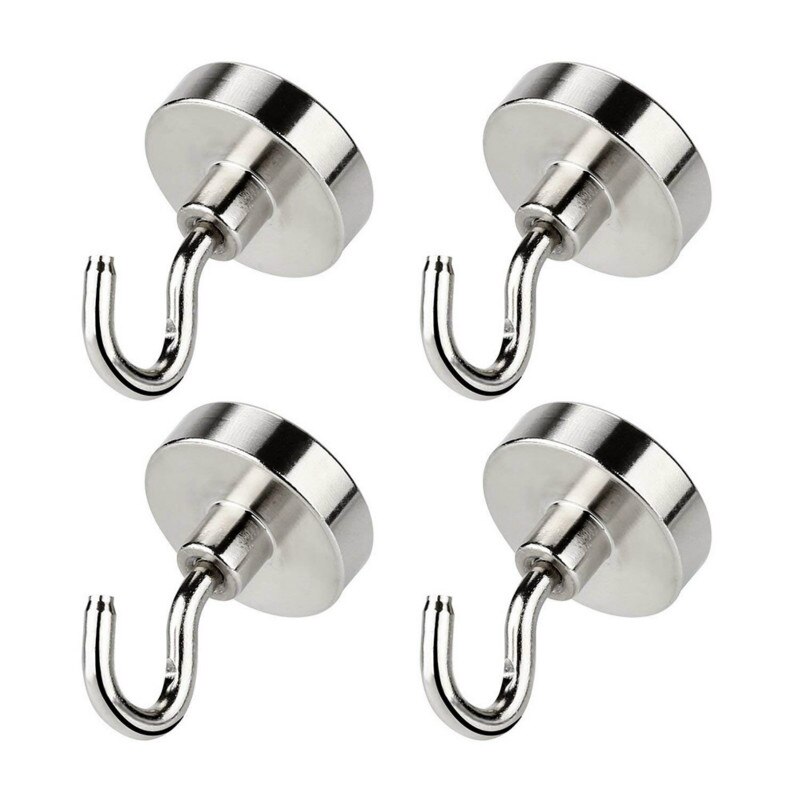 Crochet magnétique en néodyme doré, crochet solide pouvant contenir jusqu&#39;à 13kg 6 livres de diamètre 20mm, pour la cuisine à domicile et le travail: D10 / Hook-Silver 4PCS