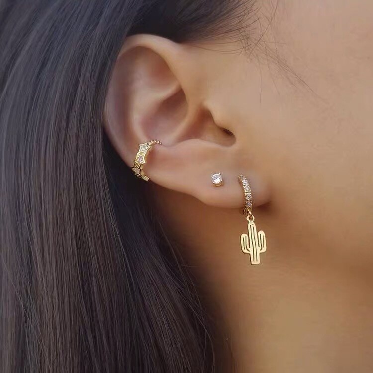 925 sterling zilveren oorbellen met zirkoon, vlinder, cactus, kruis, slang, bij, korte oorbellen, wilde trend, dames, meisje, oorsieraden