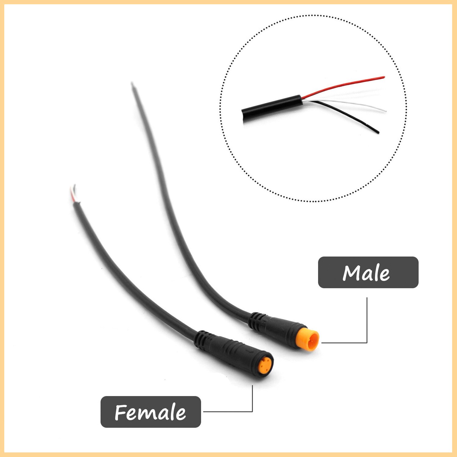 Okfeet Julet 2 3 4 5 6 Pin Waterproof Cable Electrical Ebike Extension Cable Connector for Ebike Light Throttle Ebrake Display