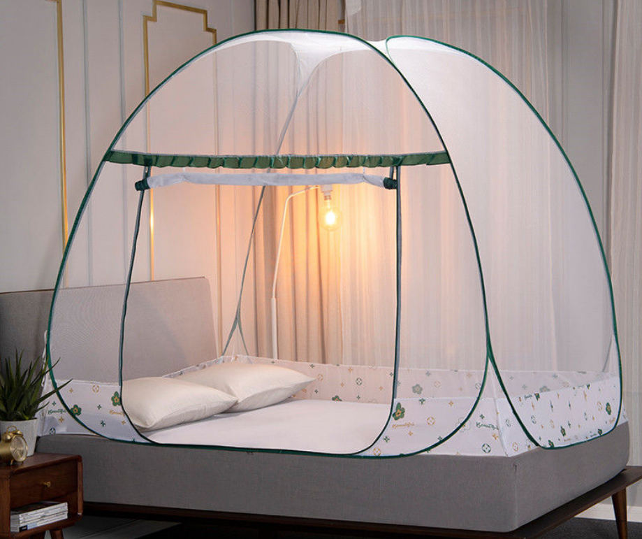 Hartpatroon yurt klamboe verhoging encryptie eendeurs dubbel huis 1.8m studentenhuis 1m slaapkamers klamboe: Groen 150 x 200cm