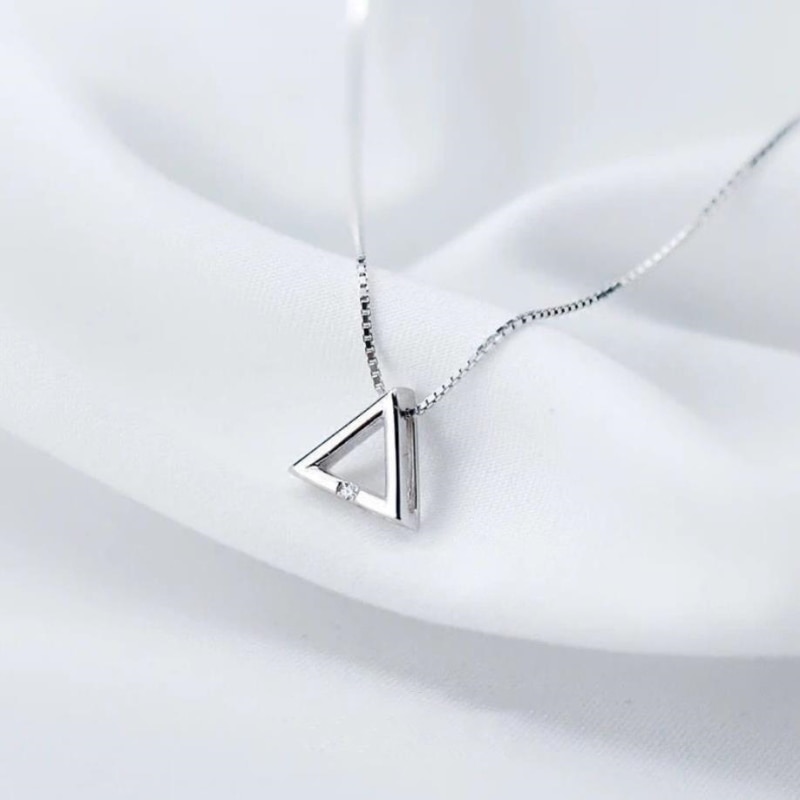 Triangolo Geometria affrescare Breve Clavicola Catena in Argento sterlina 925 di Temperamento di Modo di Personalità Collana Femminile SNE106