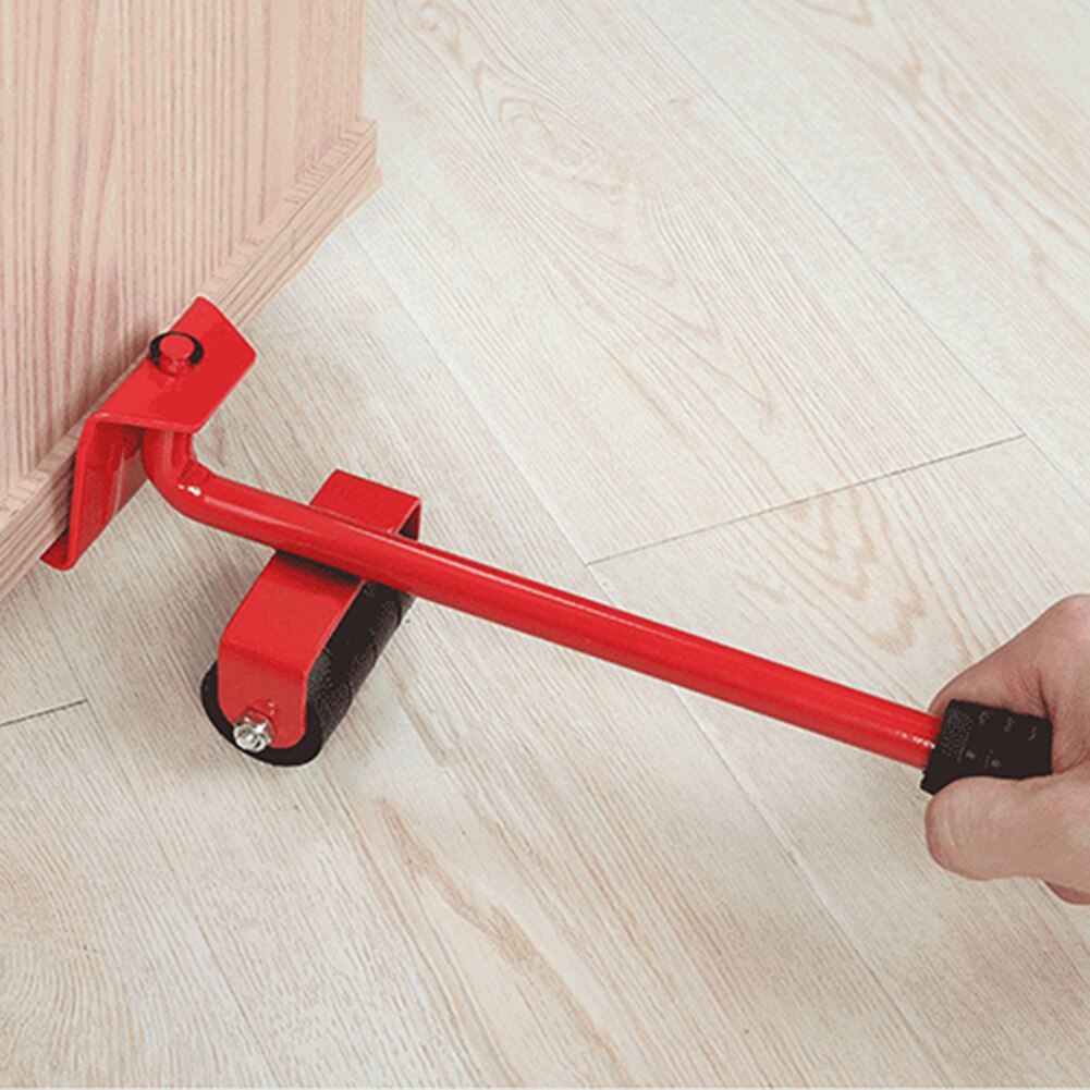 5 In 1 Mobile Heavy Object Handling Tool Household Metal Furniture Moving Lifter Heavy Object Crowbar Hand Tool Set