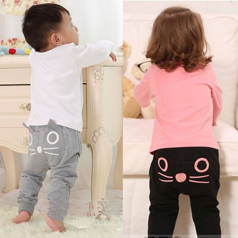 Baby Jongens Meisjes Leuke Kat Kitten Broek Harembroek Bodems Kleding 3-24M