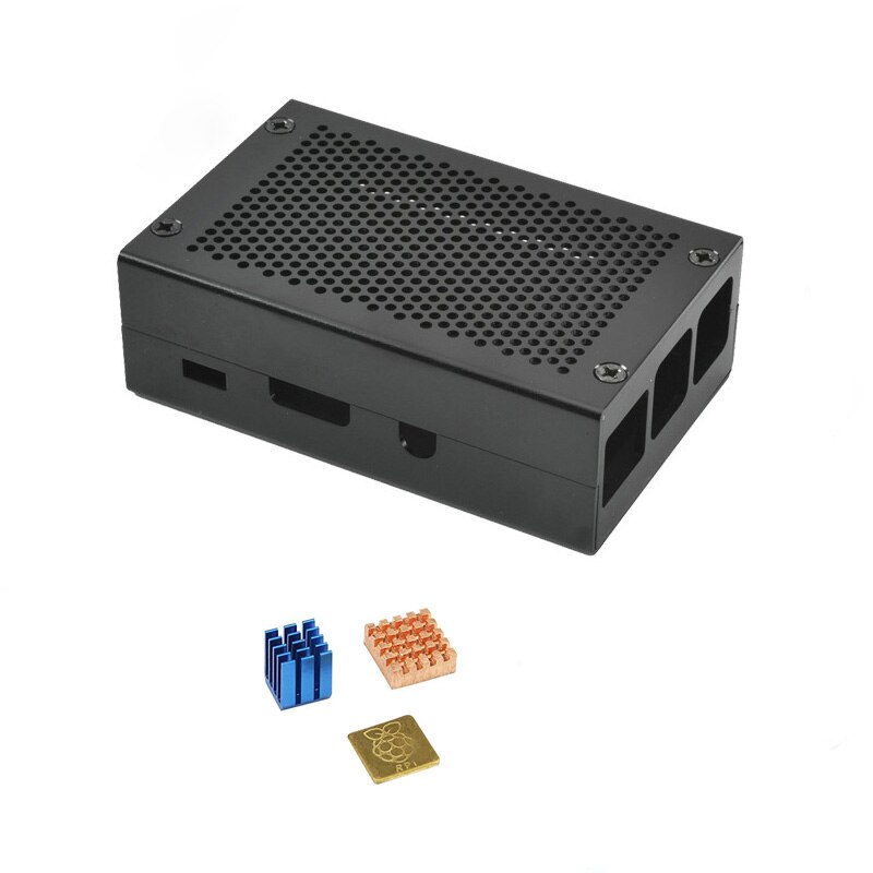 For Raspberry Pi 3 Case Black Aluminum Enclosure Case With 5V/2.5A Power Supply With Heat Sink Metal Cas Kit: Blue