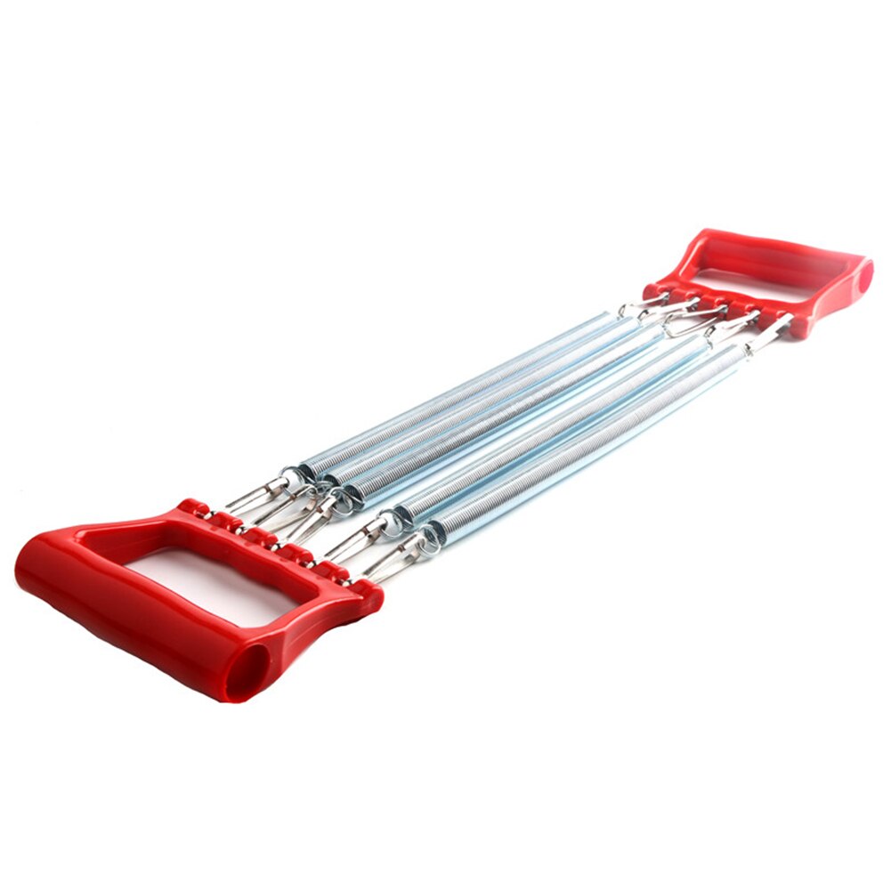 Borst Expander Hand Gripper 5 Springs Houten Handvat Verstelbare Sterkte Lente Spanner Fitness Multi Functie Pull Expander: Rood