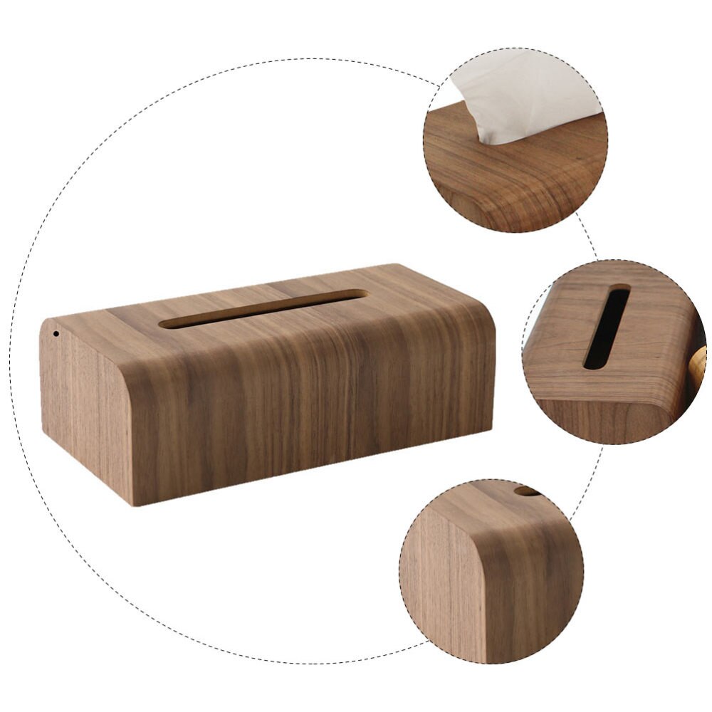 1Pc Houten Tissue Doos Decoratieve Servet Doos Eenvoudige Desktop Tissue Houder (Bruin)