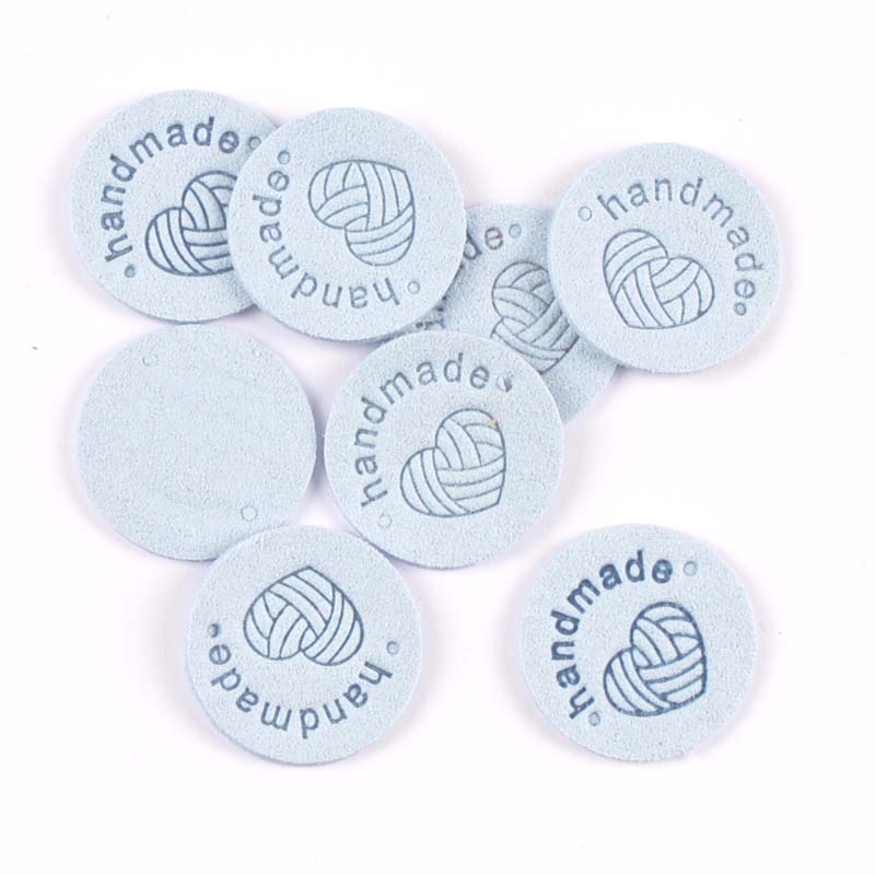 20 piezas, 2,5 cm, tela redonda de PU, etiquetas en relieve hechas a mano, etiqueta de bandera DIY para accesorios de costura de prendas cp3436: Transparente