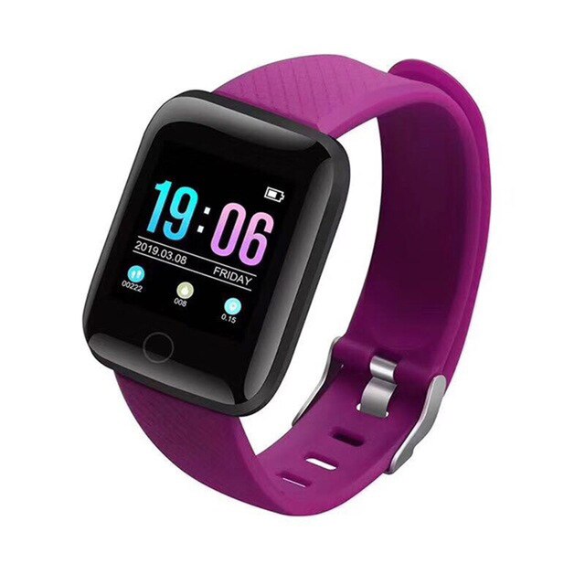 Reloj inteligente para VIP, reloj inteligente deportivo resistente al agua, con control del ritmo cardíaco y de la presión sanguínea: 116Plus-Purple