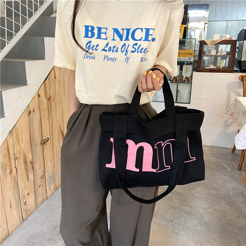 1 Pc borsa a tracolla con stampa di lettere da donna in stile coreano Mini borse di tela di grandi dimensioni borse per Shopping di moda Shopper