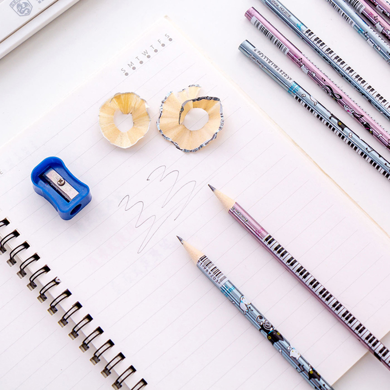 12pcs/Set Cute Cat 2B Pencil Standard Wooden Pencil Student Stationery Writing Drawing Pencils School Office Supply