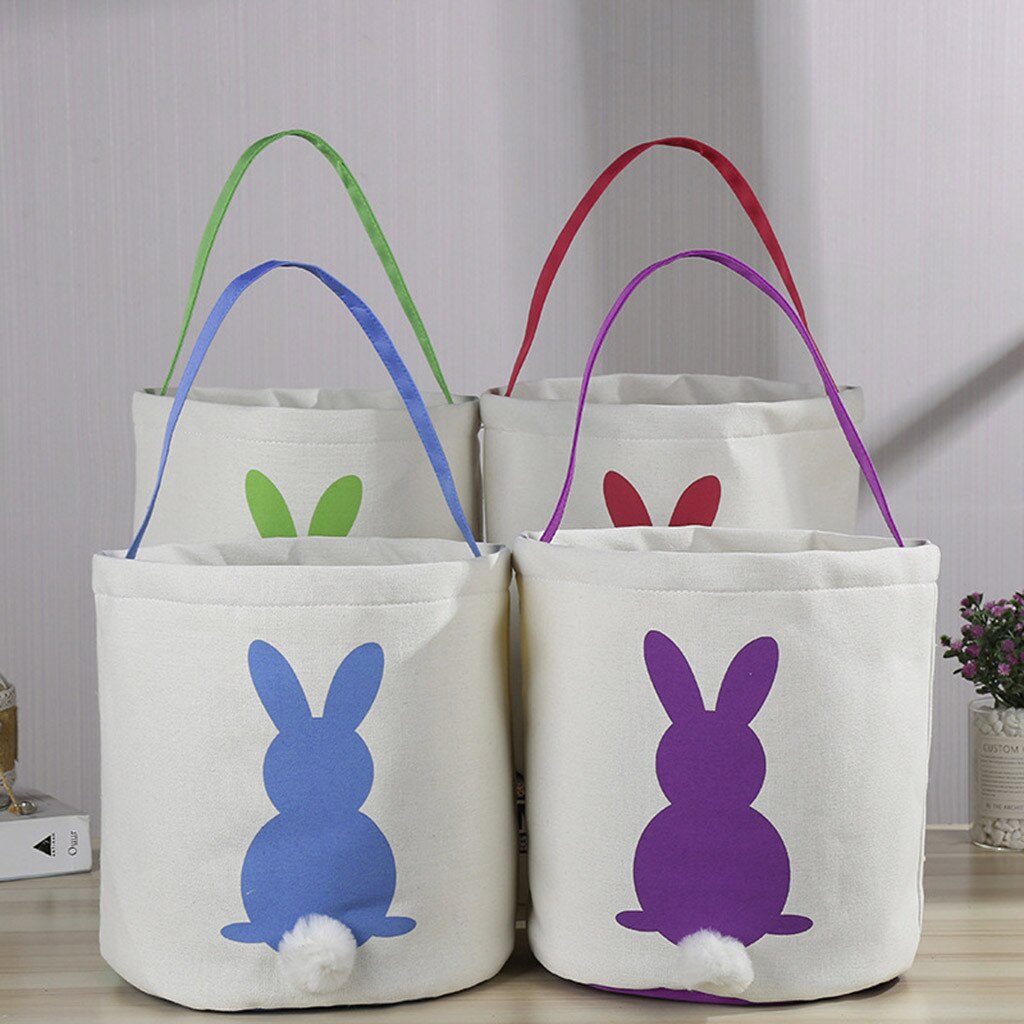 Pasen Ei Mand Konijn Bunny Gedrukt Canvas Carry Eieren Candy Bag Mar16