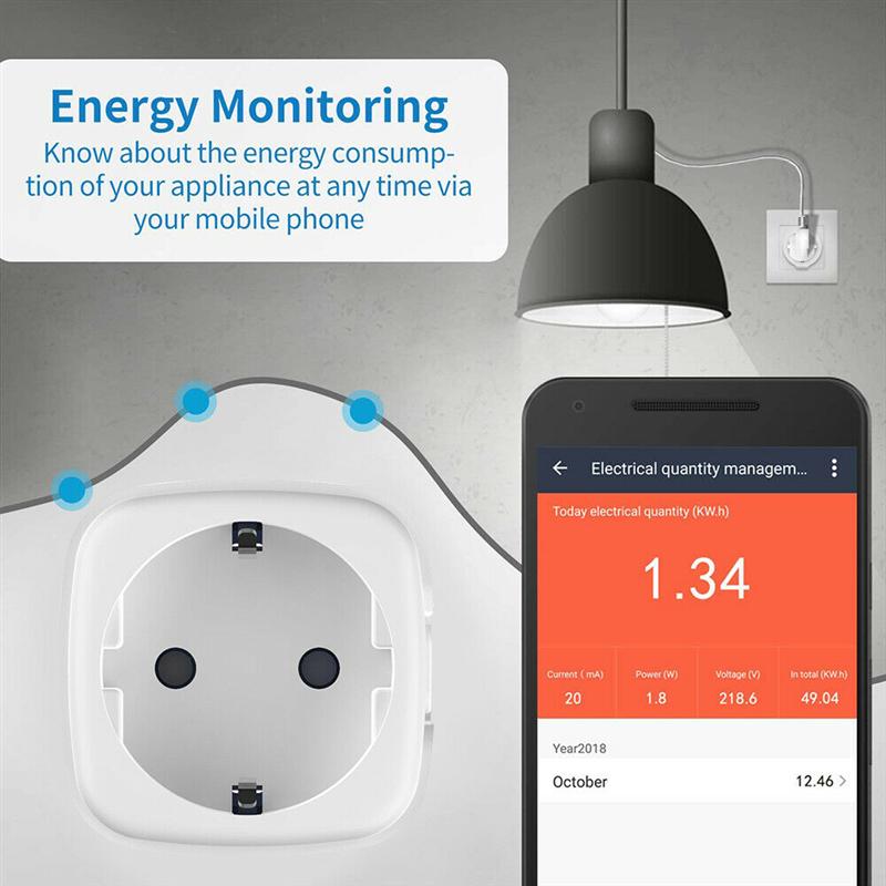 Smart Socket WiFi Power Smart Wifi Plug Wireless Voice Control Phone APP Control Timing Smart Remote Switch Socket With EU Plug