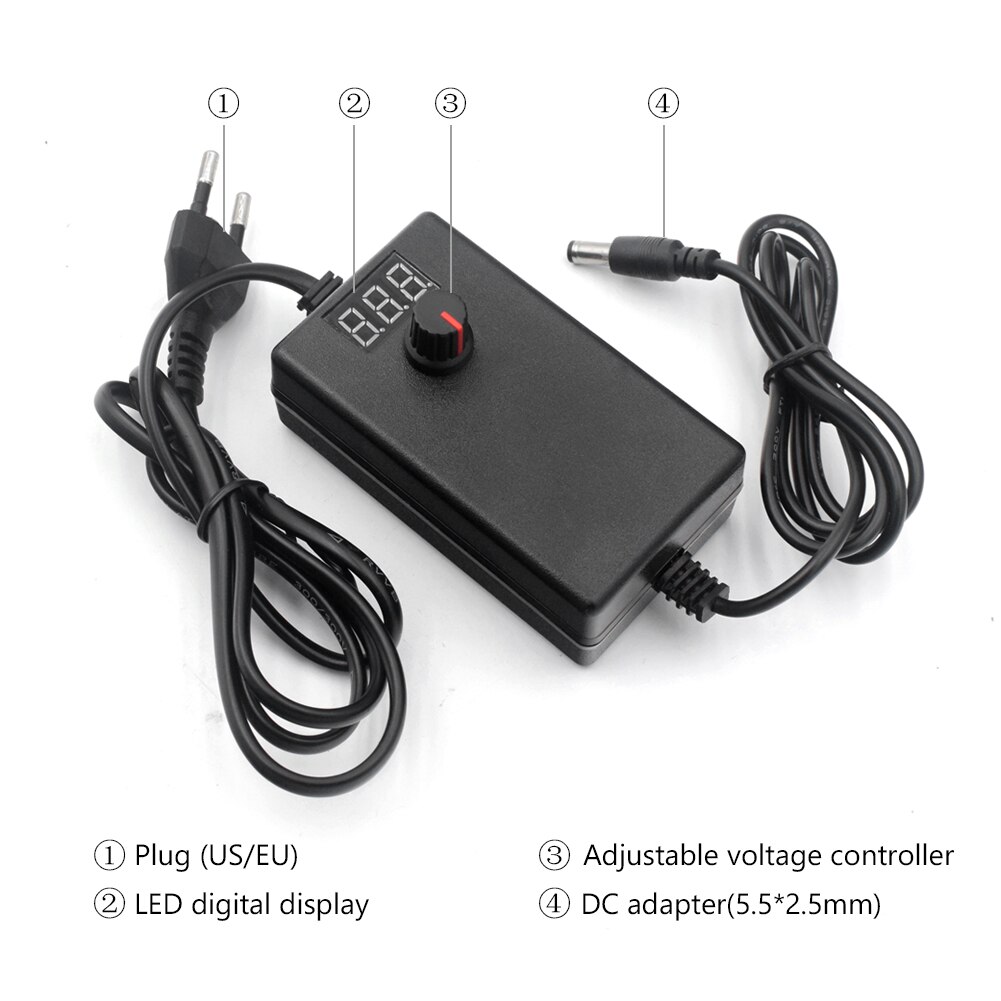 144 W universele instelbare voedingsadapter, 100 V-240 V AC naar