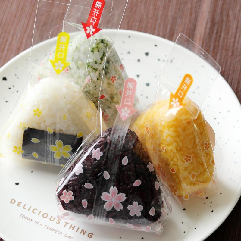 Japanese triangle rice ball packaging bag 100 food anti-fog, send stickers can be microwaved sushi