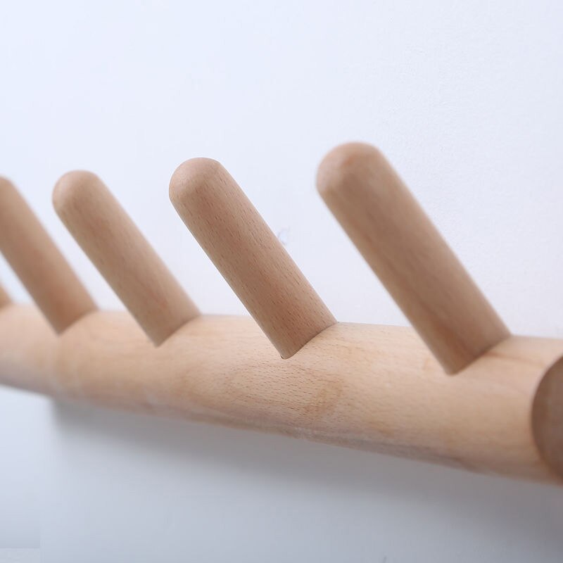 Nordic Simple Beech Tree Wall Hanging Solid Wood Coat Hook Storage Rack Wall Hanging Wooden Hanger