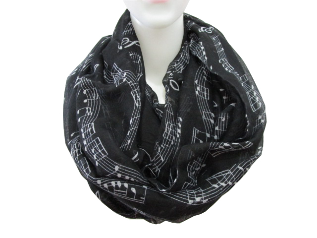 FOXMOTHER, , bufandas blancas a la con estampado de letras y notas musicales, hojas de notas y Piano, para madres y mujeres: Black