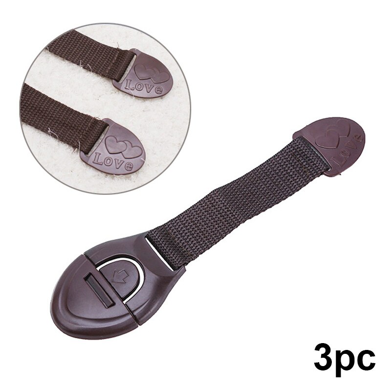 3Pcs Child Lock Protection Kids Locking Doors Safety Cabinet Lock Baby Security Protector Plastic Protection Safety Lock: Brown-love-3pc