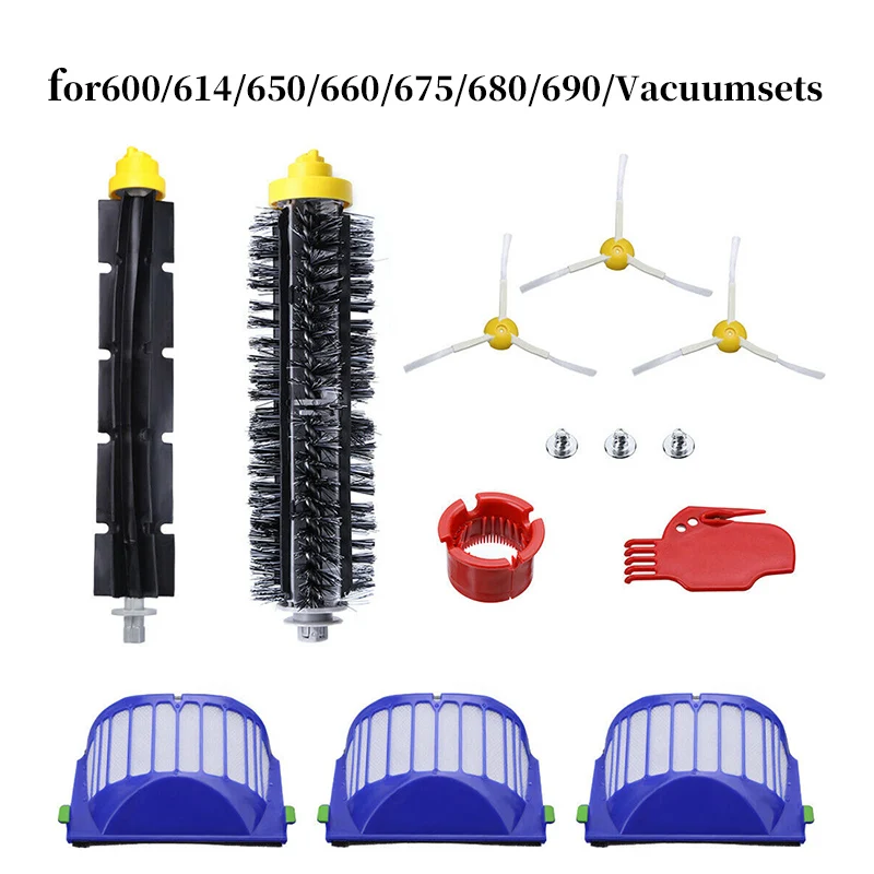 Borstelfilter vervangende reserveonderdelenset voor Roomba 600-serie stofzuigers veegmachine accessoires huishoudelijke schoonmaakmiddelen: plum
