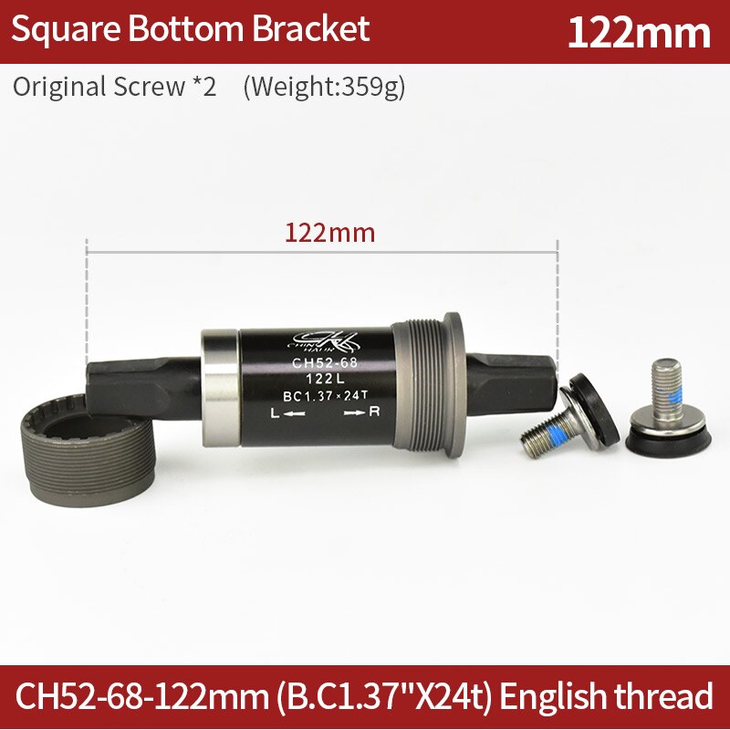 JSHOU BIKE Square Taper Bottom Bracket BSA Tool Crank Axis Accessories Waterproof BB Parts Cycling Tool for Mountain Road Bike: 122mm CH52 68
