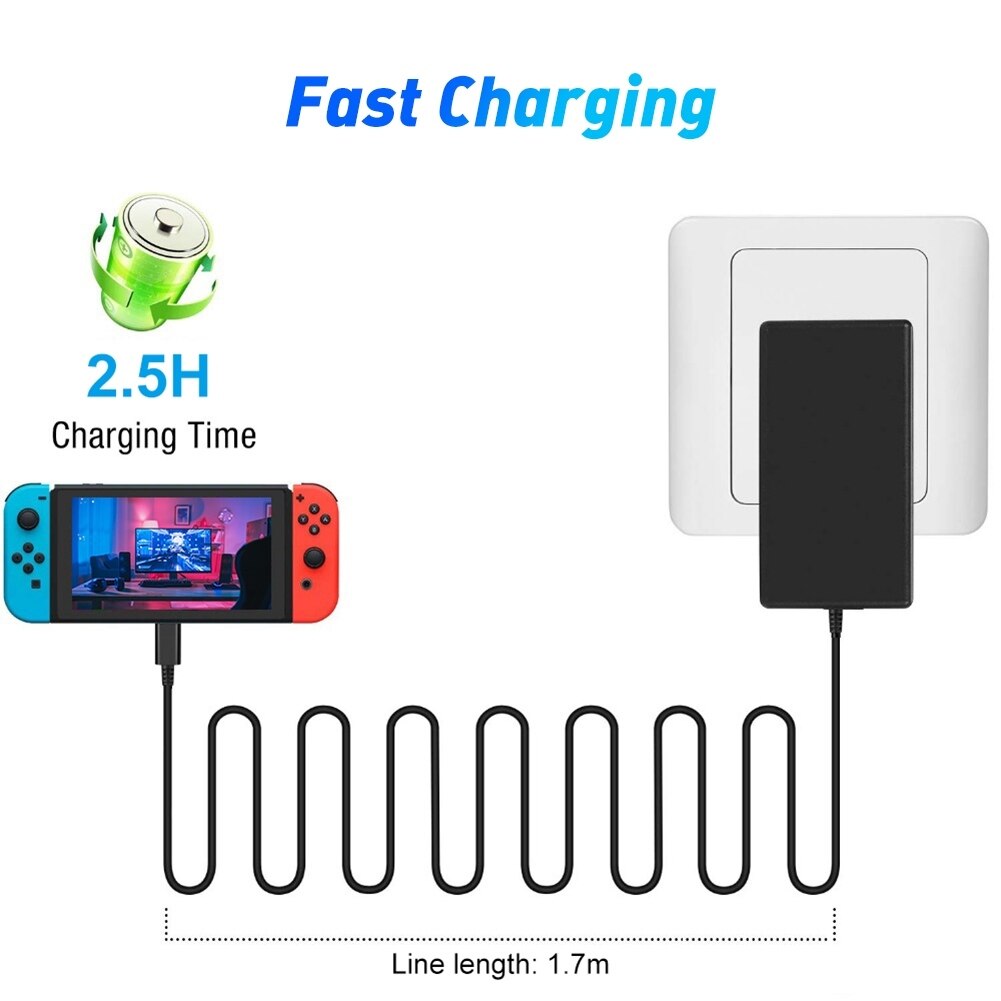 Parede pendurado 5v 2.6a ue/eua plug game console carregador para nintendo switch ns