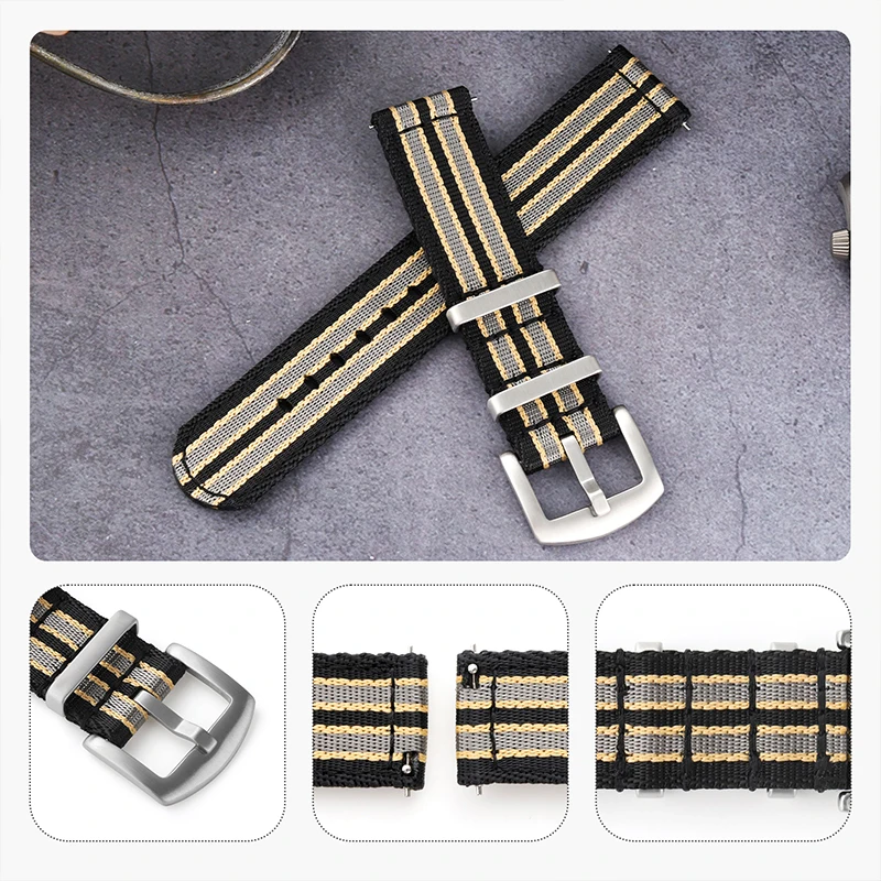 Urrem 20mm 22mm nylon premium glat blød nylon sportsrem hurtigudløser universal lærredsrem urrem