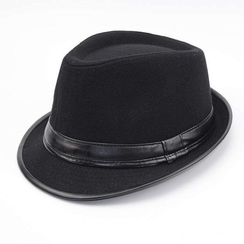 British Style Short Brim Jazz Caps Hats Wool Felt Fedoras Trilby Hat Solid Panama Formal Cap For Men Women Unisex: Black2