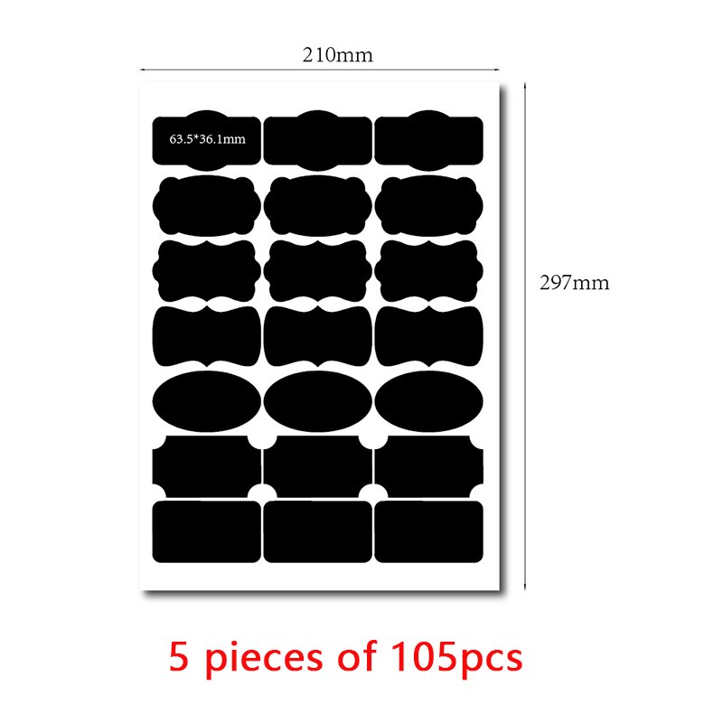 40/50/105Pcs Schoolbord Stickers Black Spice Stickers Label Voor Keuken Jar &amp; Fles Containers Verwijderbare Krijtbord sticker: 105pcs 6.3x3.6