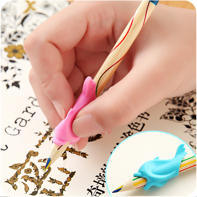 5pcs/lot Cute Wobi Kawaii Silicone Pencil Grip Fish Pencil Holder For Kids Writing Posture Correction School Supplies