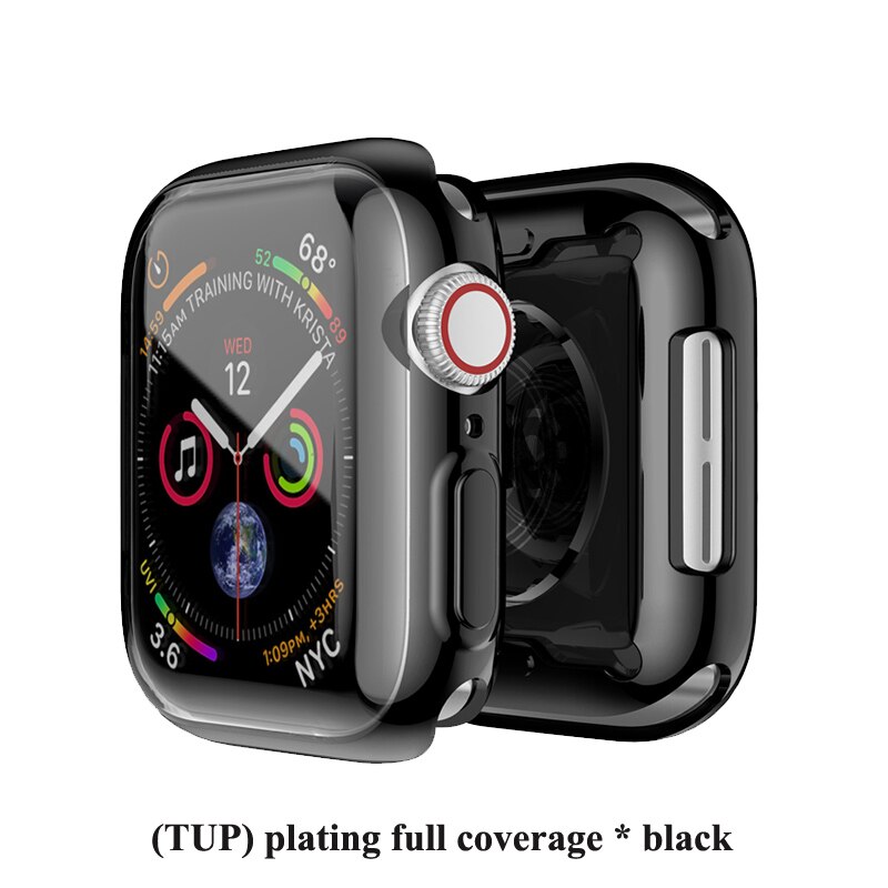 Kotelo apple watch -sarjalle 5/4/3/2/1 näytönsuoja 38mm 40mm 42mm 44mm yleissuojakotelo tpu kirkas ultraohut kansi: Musta / 38mm