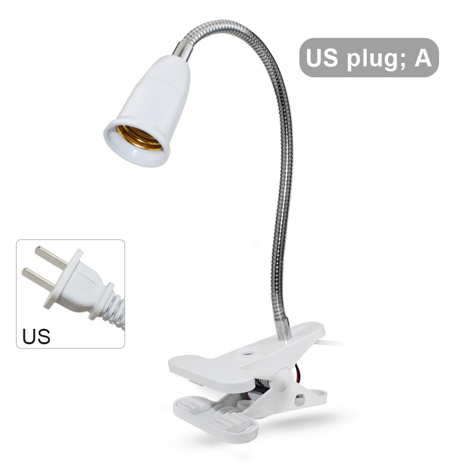 360 graden flexibele lamphouderclip met aan-uitschakelaar eu/us-stekker voor  e27 led kweeklampen, planten, bloemen, bureaukweeklampen: Ons pluggen een