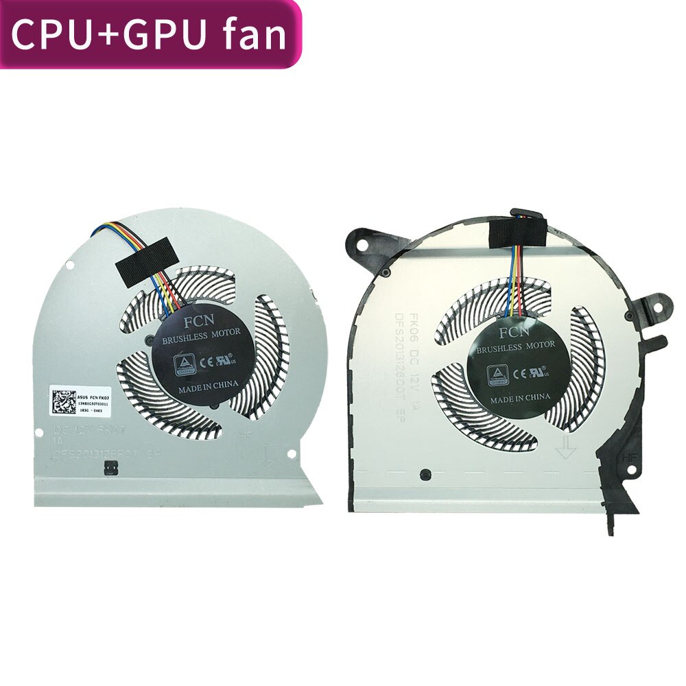 Bærbar udskiftning køler blæser til asus rog strix  gl503vs gl503vm cpu & gpu køle blæser  fk06 fk07 12v: Et par fan