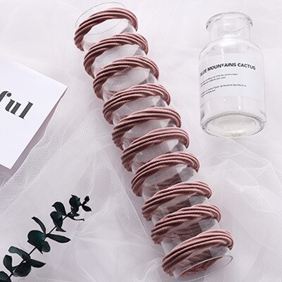 Et sæt  of 10 stk koreansk simpelt sømløst hår slips kvinders lille friske bundet hestehale reb hovedbeklædning mori pige elastik: B5-10 stk