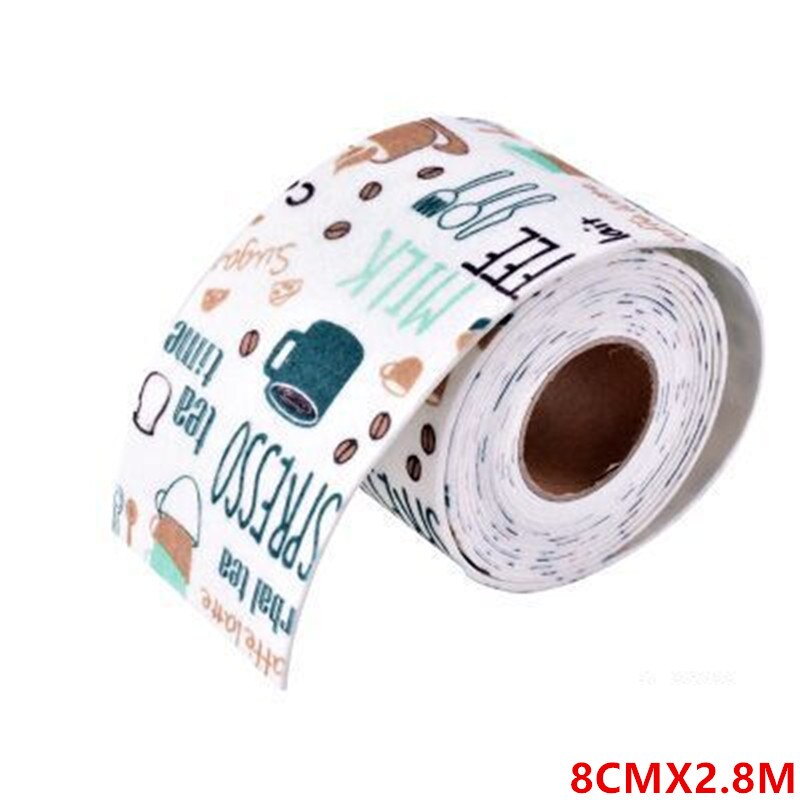 Cinta autoadhesiva de absorción de humedad para lavabo de cocina, adhesivo impermeable para fregadero de baño, pegatinas de tela no tejida, 2,8 m x 80mm: style 2