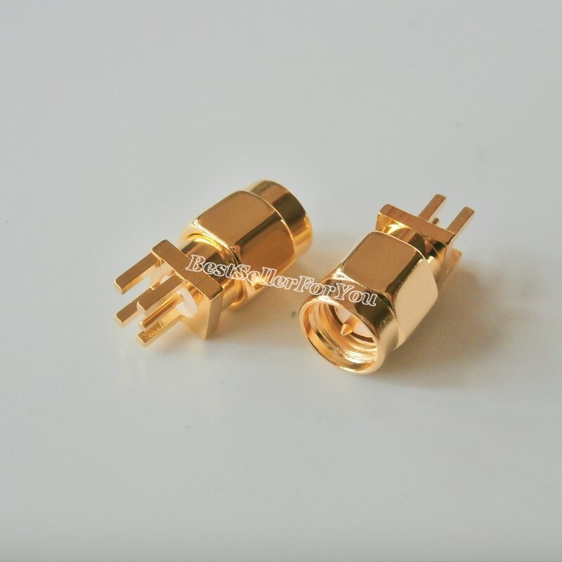 10Pcs Connector SMA Connector Male Plug Solder Edge 1.6mm PCB Clip Mount Straight 5.08mm