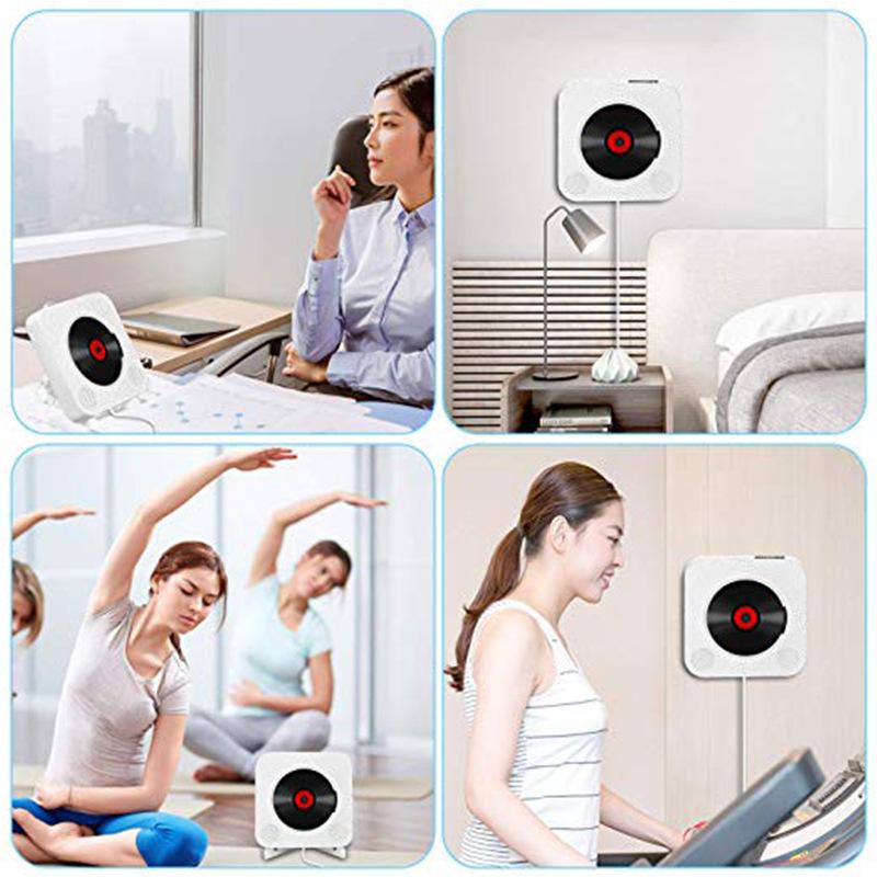 Lecteur CD avec Bluetooth Portable mural lecteur de musique CD Boombox Audio à domicile avec télécommande haut-parleur HiFi intégré