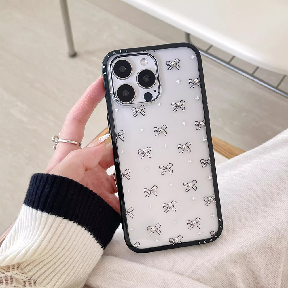Coque de téléphone en diamant avec nœud noir, jolie coque arrière souple à paillettes claires pour IPhone 16 15 Pro 14 13 Pro Max 15pro: Black / Iphone 13 pro