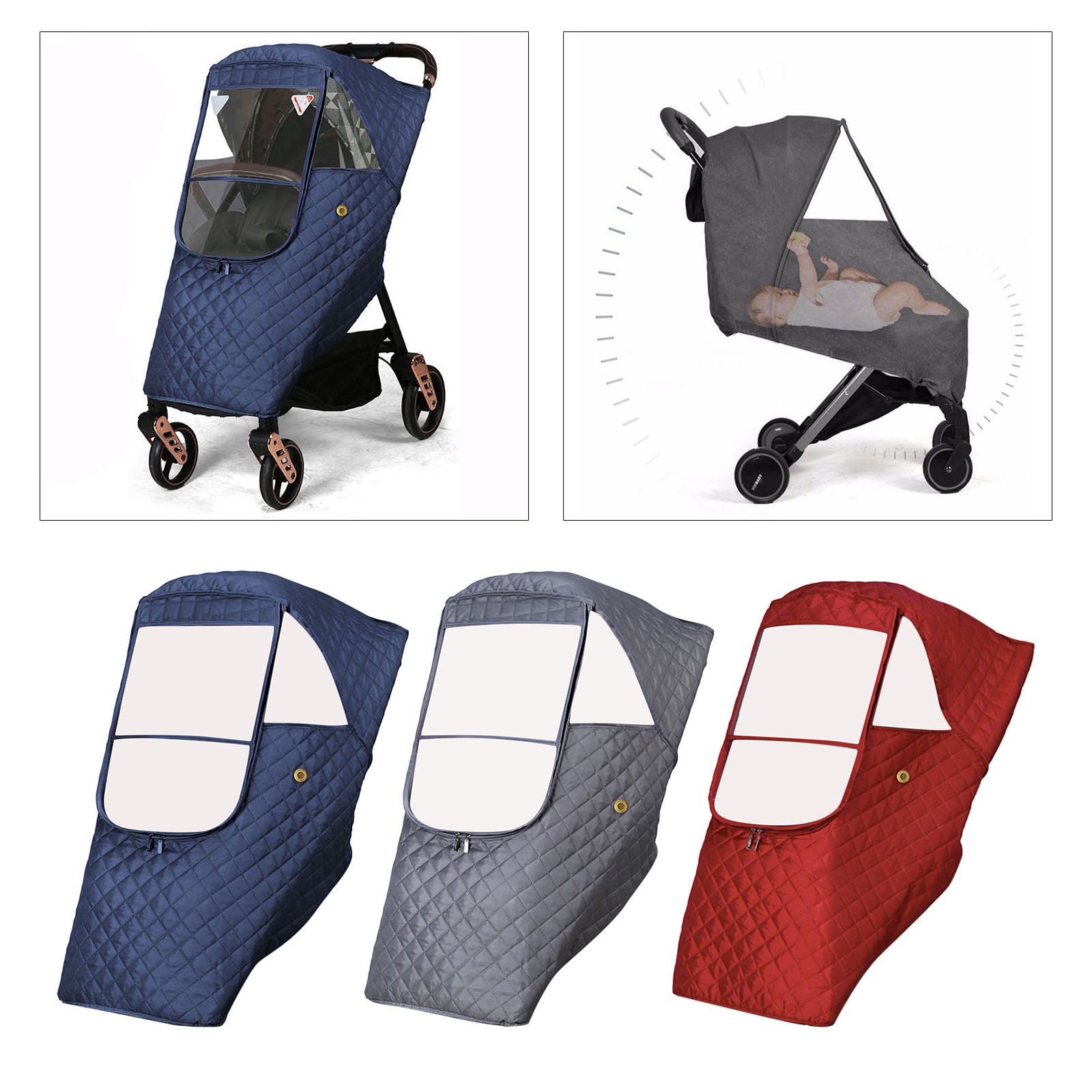 Universal Warm Stroller Rain Cover Windproof Protect from Rain Snow Raincoat for Pram Travel-Friendly