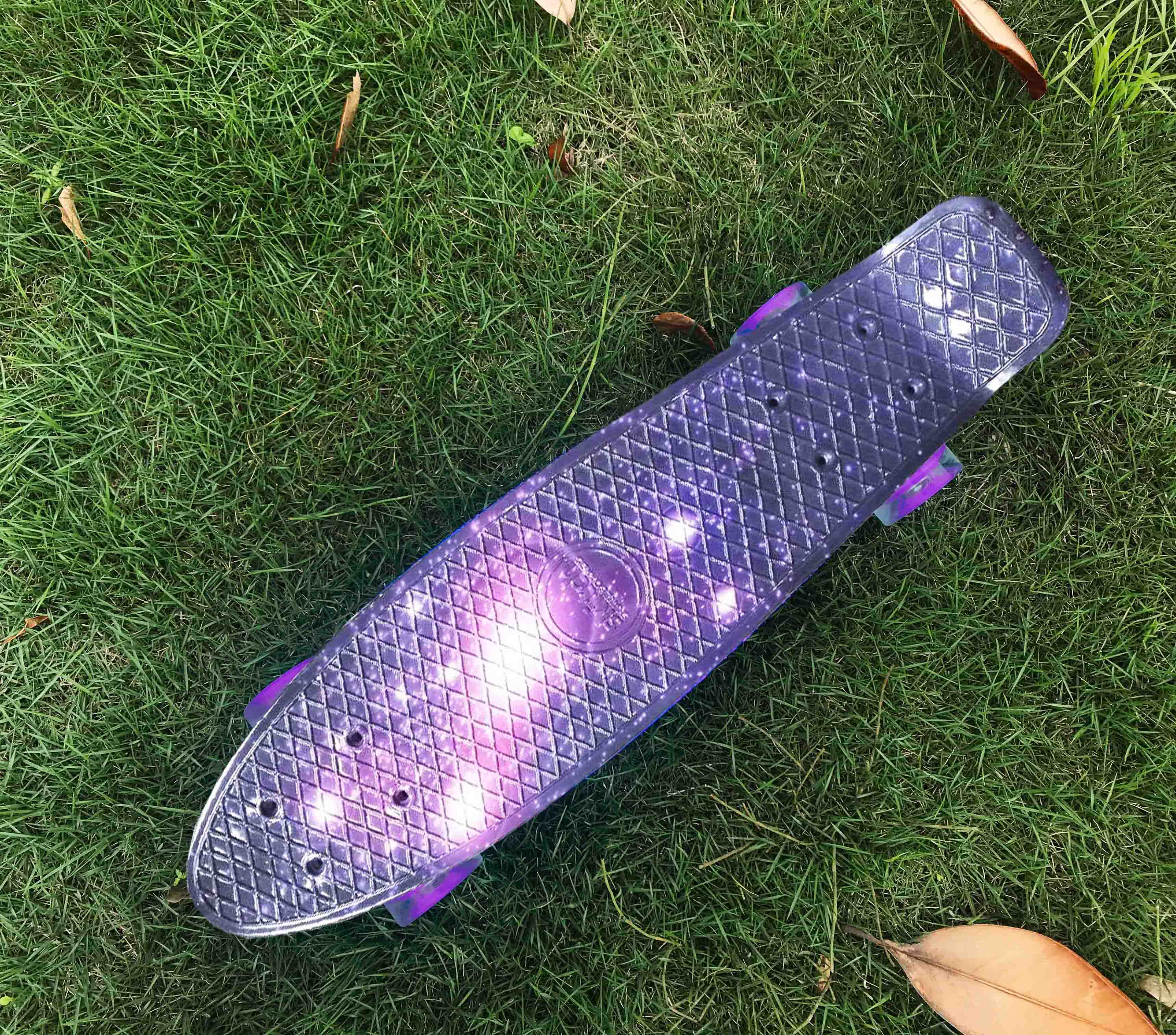 skateboard luminous wheel mini board for outdoor sport street fish board longboard skateboard: Plum