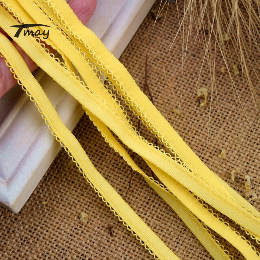 #1608 #1610 tofarvede elastikbånd blondebånd 8 yards/parti elastisk stretch blondekant sy blondeapplikationer tape bukser bh: 1608 lyse gule